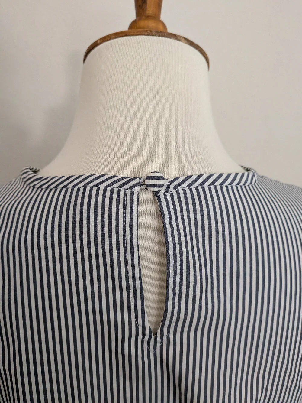 J. Crew Blue and White Pinstripe Short Sleeve Top